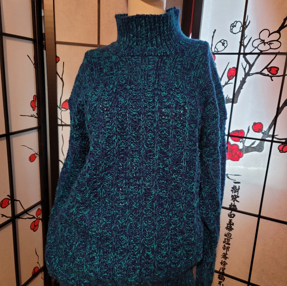 KAREN SCOTT WEAVED DEEP BLUE SOFT COZY CARDIGAN KNIT/SIZE LARGE - Picture 2 of 10